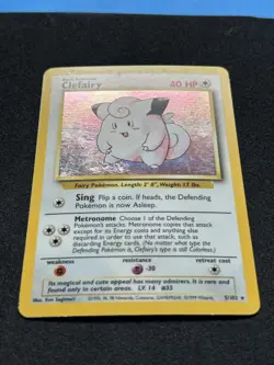 Clefairy 5/102 Base Set Holo Rare Pokemon Card WOTC 1999 MP/LP - Image 2