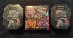 Pokemon Scarlet & Violet Paldean Fates (2) Iron Treads Ex Tins + Booster Bundle - Image 1