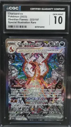 CGC Gem Mint 10 Charizard EX 223/197 Obsidian Flames Pokemon - Image 1