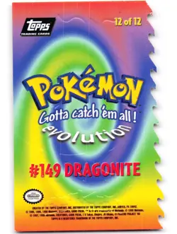 1999 Topps Pokemon the First Movie Dragonite E12 of 12 Die-Cut LP - Image 2