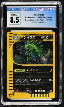 Pokemon TCG Tyranitar 127/128 Base Expansion Holo 1st Ed JPN CGC 8.5 - Image 1