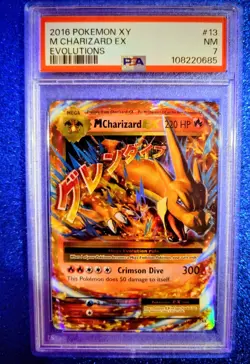 2016 POKEMON XY EVOLUTIONS #13 M CHARIZARD EX PSA 7 - Image 1