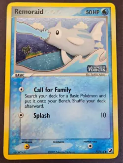 Remoraid 71/115 Unseen Forces Reverse Holo Misalignment Error Pokemon 2005 - Image 1