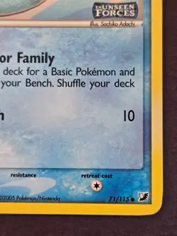 Remoraid 71/115 Unseen Forces Reverse Holo Misalignment Error Pokemon 2005 - Image 5