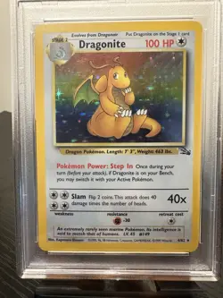 1999 POKEMON FOSSIL #4 DRAGONITE-HOLO PSA 5 - Image 2