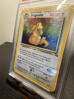 1999 POKEMON FOSSIL #4 DRAGONITE-HOLO PSA 5 - Image 3