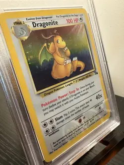 1999 POKEMON FOSSIL #4 DRAGONITE-HOLO PSA 5 - Image 4