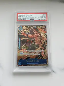 One Piece Portgas D. Ace 3rd Anniversary 3 Brothers Winner Promo OP07-053 PSA 10 - Image 1