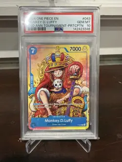 PSA 10 error label Monkey D. Luffy P-043 Convention Promo One Piece TCG - Image 1