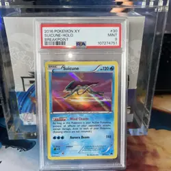 2016 POKEMON XY BREAKPOINT #30 SUICUNE-HOLO PSA 9 - Image 1