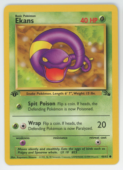 Ekans 46/62 1st Edition NM LP MP HP Common Fossil Pokemon Card 1999 First - Image 1