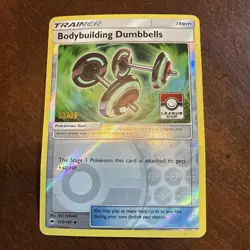Pokemon TCG BodyBuilding Dumbbells 113/147 STAFF Stamped League Cup Promo - Image 1