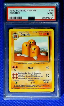 1999 POKEMON BASE SET UNLIMITED #19 DUGTRIO PSA 9 - Image 1