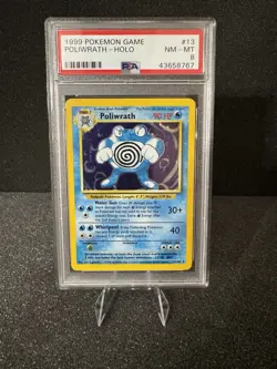 Pokemon TCG Base Set Poliwrath 13/102 Holo Rare EN 1999 PSA 8 - Image 1
