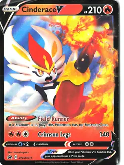 SWSH015 Cinderace V Holo Promo Card - 2019 Pokemon TCG Collectible Trading Card - Image 1