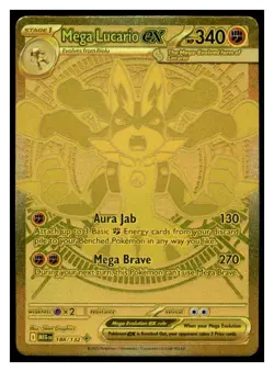 Mega Lucario EX Ultra Rare Full Art Holo Pokemon Card 188/132 MEG 340 HP - Image 1