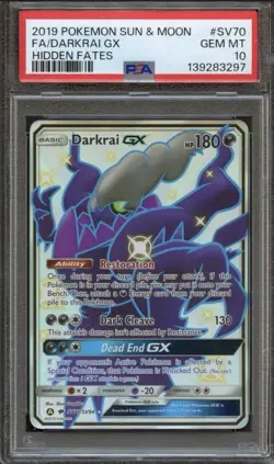 Darkrai GX SV70/SV94 Hidden Fates Full Art Rare PSA 10 Gem Mint Pokemon Card - Image 1