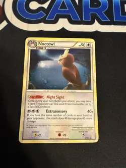 Noctowl Holo Rare HGSS Base Set 8/123 Pokemon Card - Swirl - Image 1