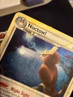 Noctowl Holo Rare HGSS Base Set 8/123 Pokemon Card - Swirl - Image 2