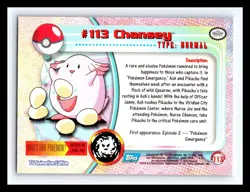 💥 Chansey 2000 Topps Pokemon TV Non Holo Animation Series Blue Logo # 113 - Image 2