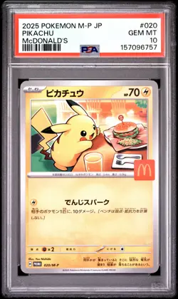 2025 POKEMON JAPANESE M-P PROMO MCDONALD'S #020 PIKACHU PSA 10 - Image 1