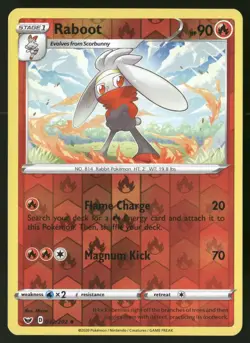 Raboot 032/202 Uncommon Sword & Shield Pokemon Reverse Holo NM - Image 1