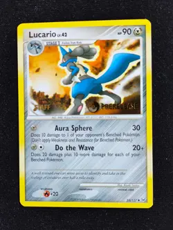 POKEMON TCG DIAMOND AND PEARL LUCARIO PRERELEASE Staff STAMPED 53/127 Promo - Image 1