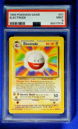 Pokemon TCG Base Set Electrode Rare 21/102 PSA 9 1999 English - Image 1