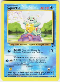 Squirtle 93/130 Common Base Set 2 Pokemon LP - Image 1