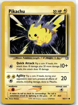 Pikachu 70/111 Common Neo Genesis Pokemon Unlimited HP - Image 1