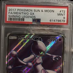 2017 Pokemon Sun & Moon FA/Mewtwo GX Shining Legends #72 Mint 9 Graded - Image 4