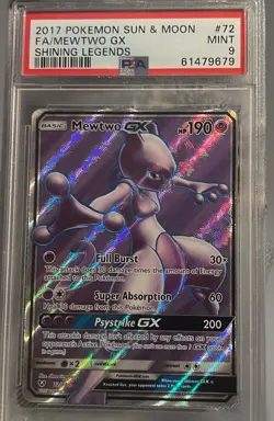 2017 Pokemon Sun & Moon FA/Mewtwo GX Shining Legends #72 Mint 9 Graded - Image 5