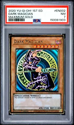 2020 YU-GI-OH! MAXIMUM GOLD 1ST EDITION #EN002 DARK MAGICIAN PSA 7 - Image 1
