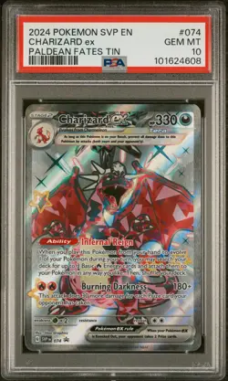 2024 POKEMON SVP EN-SV BLACK STAR PROMO PALDEAN FATES TIN CHARIZARD EX PSA 10 - Image 1