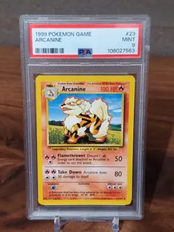 1999 POKEMON BASE SET UNLIMITED #23 ARCANINE PSA 9 - Image 1