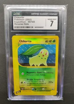 Chikorita Pokemon 2002 Expedition 99/165 Reverse Holo CGC 7 NR MNT - Image 1