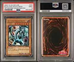 2002 Yu-Gi-Oh! AE Blue-Eyes White Dragon LOB-001 1st Edition PSA 9 - Image 1
