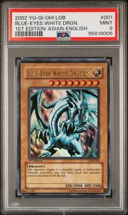 2002 Yu-Gi-Oh! AE Blue-Eyes White Dragon LOB-001 1st Edition PSA 9 - Image 2