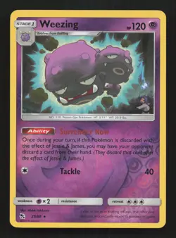 Pokemon Card Weezing 29/68 Sun & Moon Hidden Fates Reverse Holo Rare - Image 1