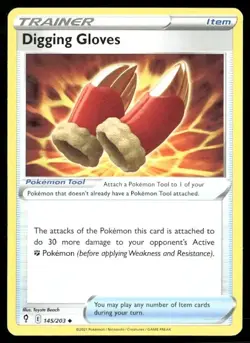 2021 Evolving Skies Set Pokemon Card 145 Digging Gloves NM - Image 1