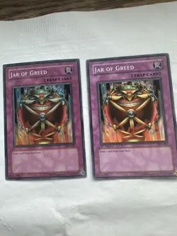 YUGIOH JAR OF GREED LON-047 HOLO & SKE-047 1ST E NEVER PLAY NM ACTUAL PICS - Image 1