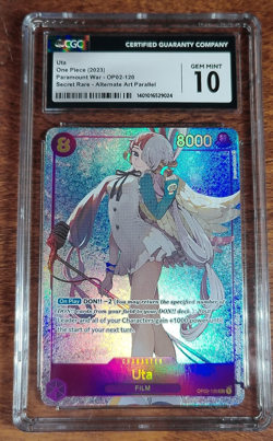 CGC 10 Uta Alt Art Parallel 120 Paramount War 2023 English One Piece Card OP02 - Image 1