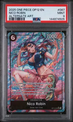 2025 One Piece Nico Robin (Alternate Art) OP12-087 English PSA 9 - Image 1