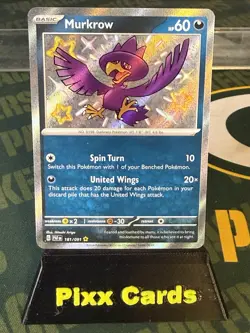 Pokemon TCG Murkrow Scarlet & Violet Paldean Fates Holo Shiny Rare Card 181/091 - Image 1