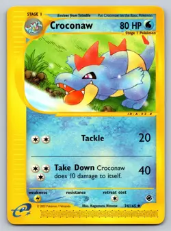 2002 Croconaw 74/165 Uncommon Regular Pokemon Card Expedition LP - Image 1