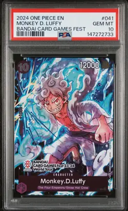 2024 ONE PIECE PROMOS BANDAI CARD GAMES FEST #041 MONKEY D. LUFFY PSA 10 - Image 1