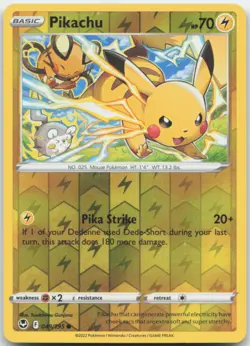 Pikachu 049/195 Reverse Holo SWSH12: Silver Tempest Pokemon Card LP - Image 1