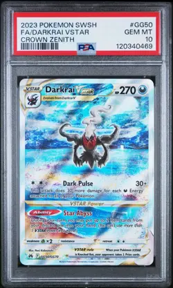 Darkrai VSTAR PSA 10 GG50/GG70 Crown Zenith Pokemon Card Full Alt Art Holo Alt - Image 1