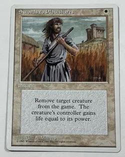 MTG 4th Edition *Alternate* SWORDS TO PLOWSHARES *Light-Play *Magic - Image 1