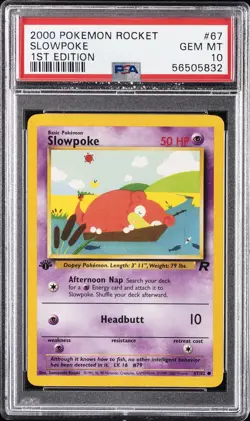 2000 POKEMON ROCKET 1ST EDITION #67 SLOWPOKE PSA 10 - Image 1